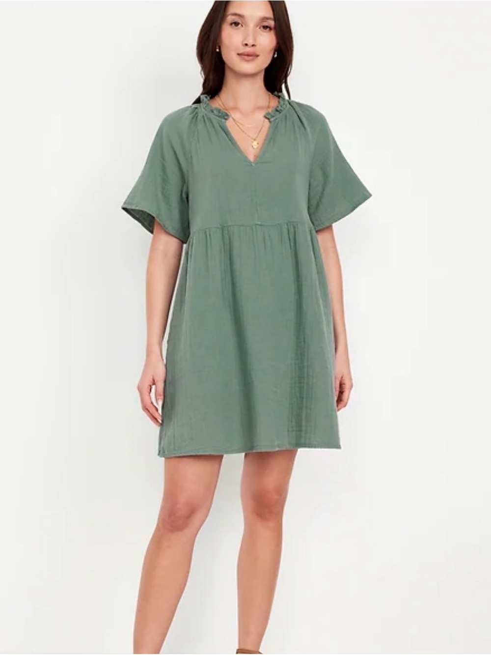 Old Navy Sage crinkle Gauze Green Mini Dress L